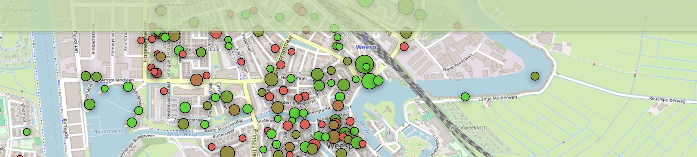 Screenshot van Hallo Weesp resultaten pagina